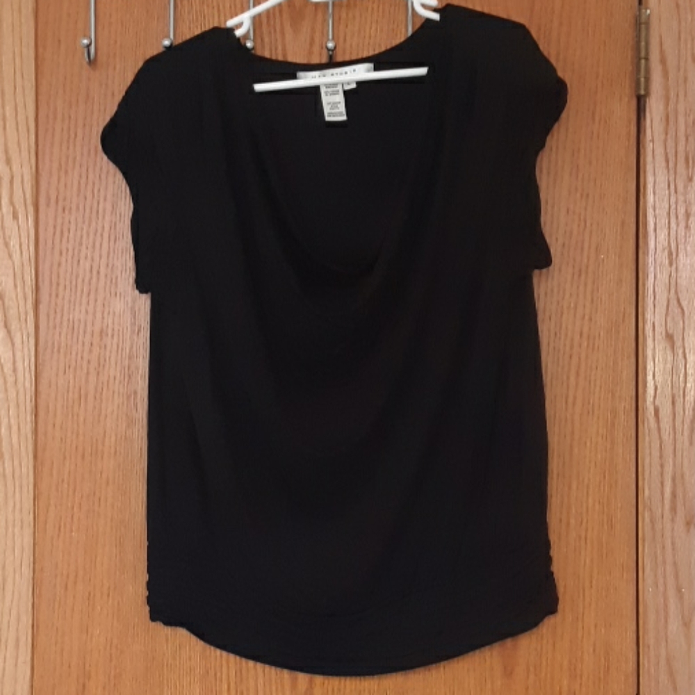Max Studio Ruffle Black Top